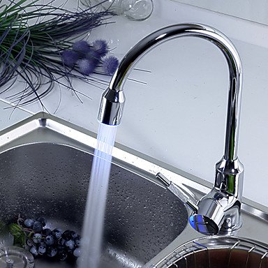 new contemporary brass kitchen faucet with color changing led light
