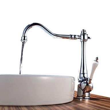 new [five years quality assurance] chrome finish brass kitchen faucet (white handle)