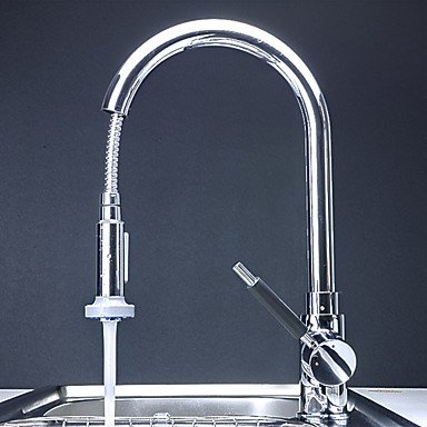 new [five years quality assurance] contemporary solid brass pull down kitchen faucet (chrome finish)