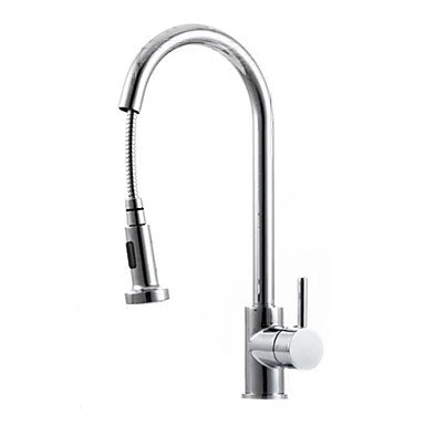 new [five years quality assurance] contemporary solid brass pull out kitchen faucet (chrome finish)