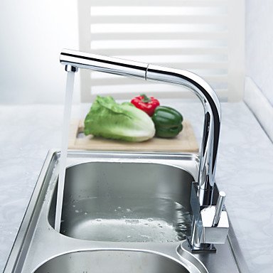 new [five years quality assurance] contemporary solid brass pull out kitchen faucet (chrome finish)
