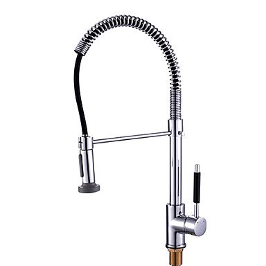 new [five years quality assurance] solid brass spring kitchen faucet - chrome finish