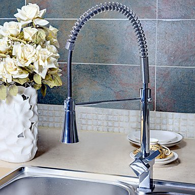 new [five years quality assurance] solid brass spring kitchen faucet with color changing led light