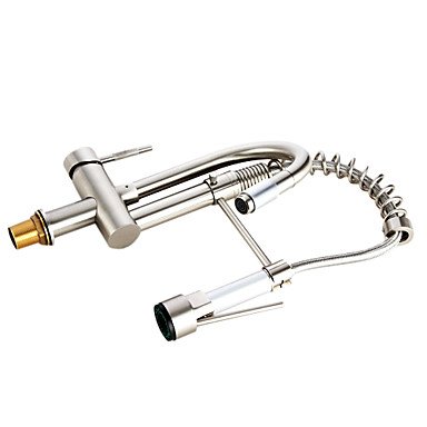new solid brass pull out kitchen faucet - polished nickel finish