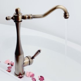 single handle antique brass centerset kitchen faucet