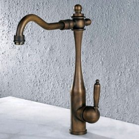 single handle antique brass centerset kitchen faucet