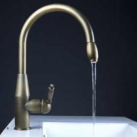 single handle antique brass centerset pull-out kitchen faucet single handle antique brass centerset pull-out kitchen faucet