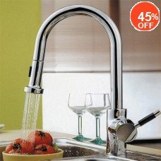 single handle chrome centerset pull-out kitchen faucet single handle chrome centerset pull-out kitchen faucet