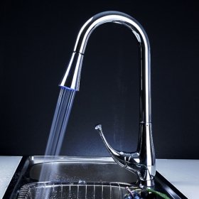 single handle chrome centerset pull-out kitchen faucet