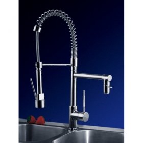 single handle chrome centerset spring kitchen faucet