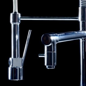 single handle chrome centerset spring kitchen faucet