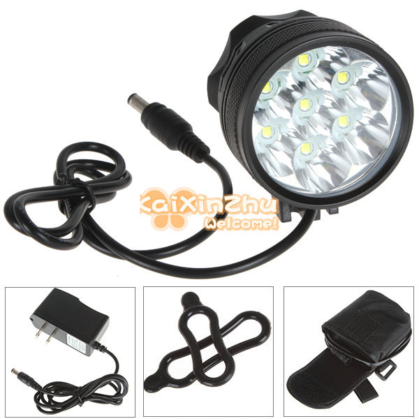 securitying 3200lm bright 7 x cree xml t6 led front bike light 3 modes bike cycling lamp + 8000mah rechargeable battery pack