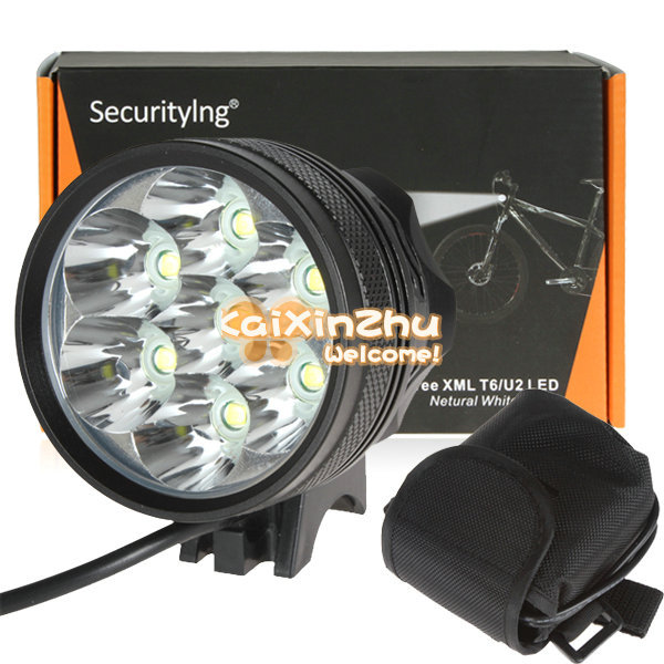securitying 3200lm bright 7 x cree xml t6 led front bike light 3 modes bike cycling lamp + 8000mah rechargeable battery pack