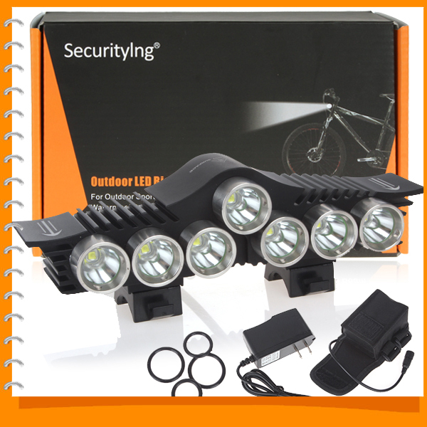 securitying 4200lm 7pcs cree xm-l2 led bicycle light cycling bike lamp with temperature control + 7800mah battery pack & charger securitying 4200lm 7pcs cree xm-l2 led bicycle light cycling bike lamp with temperature control + 7800mah battery pack & charger