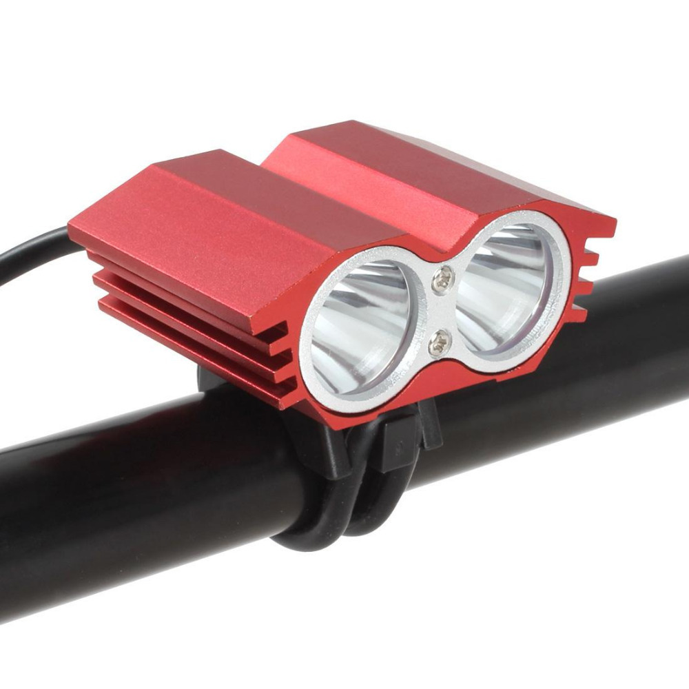 usb power port led bike light super bright 2000lm 4 modes 2 x cree xml t6 led bicycle light lamp ( red / black )