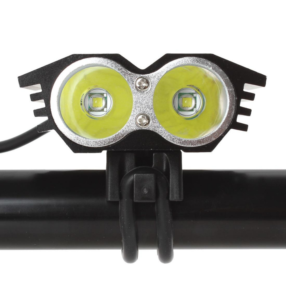 usb power port led bike light super bright 2000lm 4 modes 2 x cree xml t6 led bicycle light lamp ( red / black )