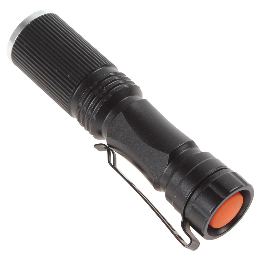zoomable cree xp-e r5 led flashlight torch portable mini pocket flashlight zoom 3 mode 1200lm led flash fight with back clip