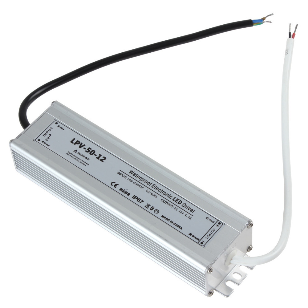 12v 50w ip67 waterproof electronic led driver led strip power switch ac dc transformer for led strip light power supply adapter