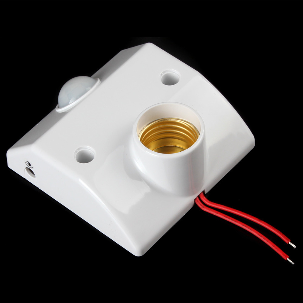 ac 86-265v led bulb light e27 lamp base holder body infrared ir sensor automatic pir motion detector wall lamp socket holder