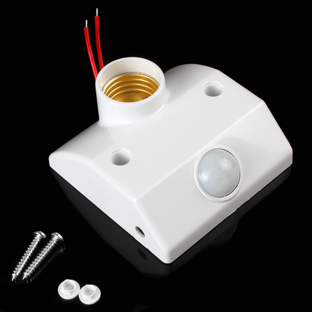 ac 86-265v led bulb light e27 lamp base holder body infrared ir sensor automatic pir motion detector wall lamp socket holder