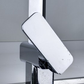 chrome finish kitchen faucet with color changing led light