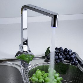 chrome finish kitchen faucet with color changing led light