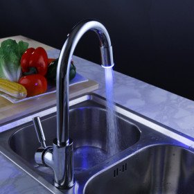 chrome finish kitchen faucet with color changing led light