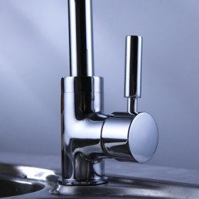 chrome finish kitchen faucet with color changing led light