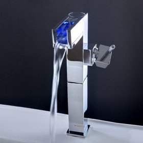 new color changing led waterfall bathroom sink faucet (tall)