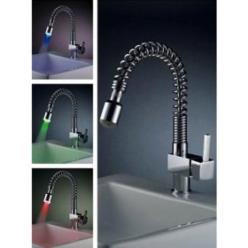 single handle chrome centerset led kitchen pull out sink faucet