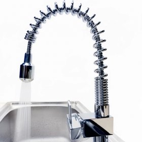 single handle chrome centerset led kitchen pull out sink faucet
