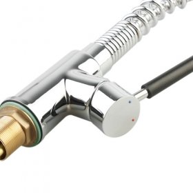 single handle chrome centerset led pull-out kitchen faucet