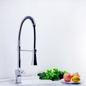 single handle chrome centerset led pull out kitchen faucet