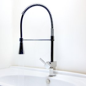 single handle chrome centerset led pull out kitchen faucet
