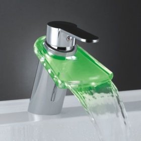 single handle led glass sink faucet