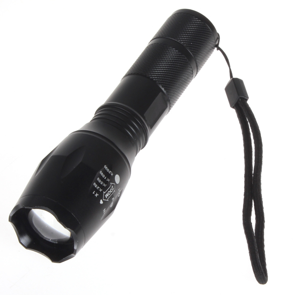 1600 lumens cree xml t6 led flashlight torch flash light with 2pcs 18650 battery / charger - adjustable length