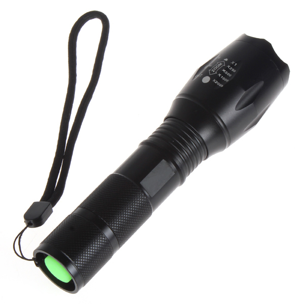 1600 lumens cree xml t6 led flashlight torch flash light with 2pcs 18650 battery / charger - adjustable length
