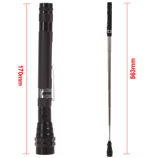 3 leds pen shape flashlight torch led flash light aluminum body with flexible neck + magnetic head + telescopic body
