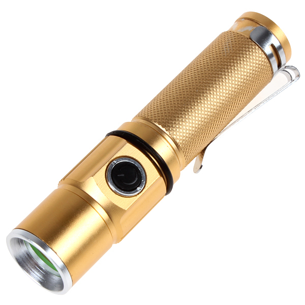 golden 300lm cree xp-g r5 led rechargeable flashlight torch mini rechargeable torchlight emergency flash light lamp with clip