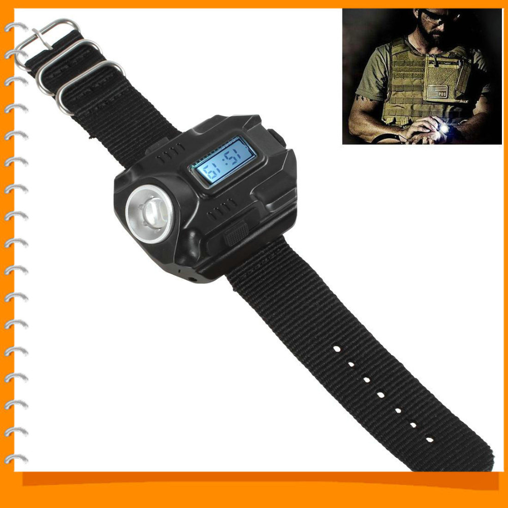 rechargeable wrist watch flashlight r2 led flashlight torch waterproof outdoor led flash light for camping hiking fishing