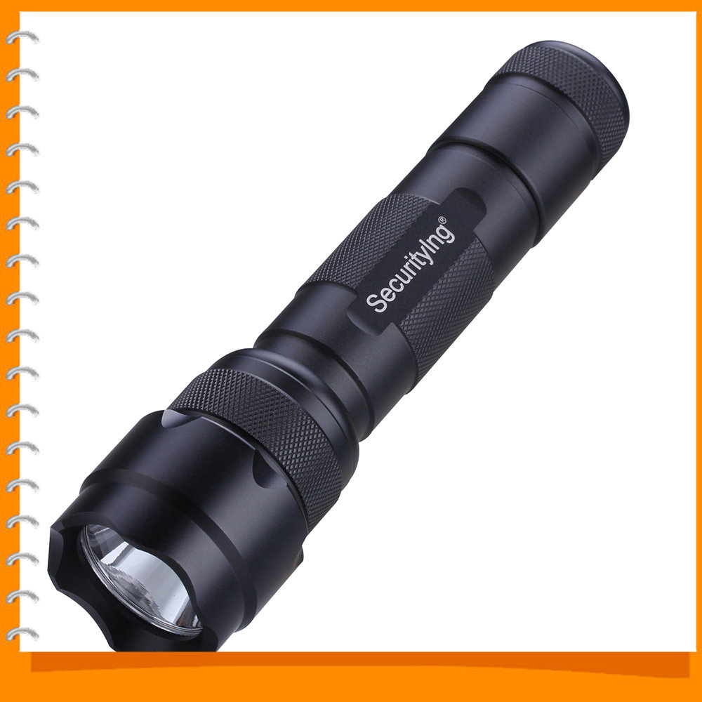 securitying black 1000 lumen cree xml t6 led flashlight torch waterproof 18650 camping flash light - 5 modes adjustable focus