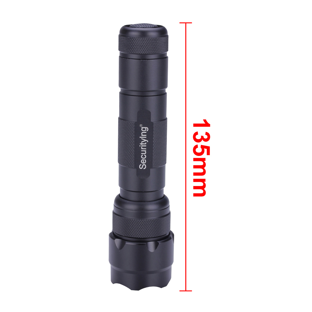 securitying black 1000 lumen cree xml t6 led flashlight torch waterproof 18650 camping flash light - 5 modes adjustable focus