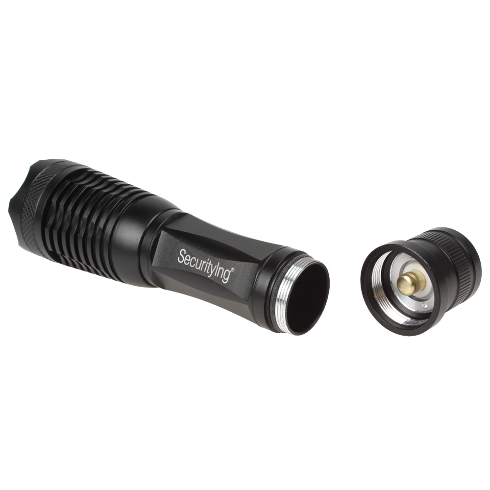 tensible portable cree q5 led flashlight torch 3 modes 300lm led flash light with lanyard ( green / red / blue / purple light )