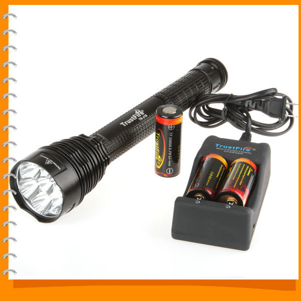 trustfire j18 8000 lumen 7 x cree xml t6 led flashlight torch 3500lm flash light + 3 x 26650 batteries + charger + holster trustfire j18 8000 lumen 7 x cree xml t6 led flashlight torch 3500lm flash light + 3 x 26650 batteries + charger + holster