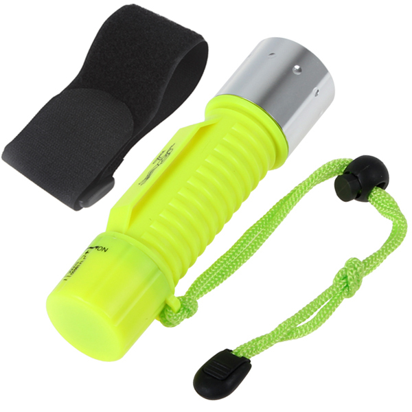 yellow 1600lm waterproof cree xml t6 led diving flashlight torch 60m underwater depth diver led flash light lamp with wristband