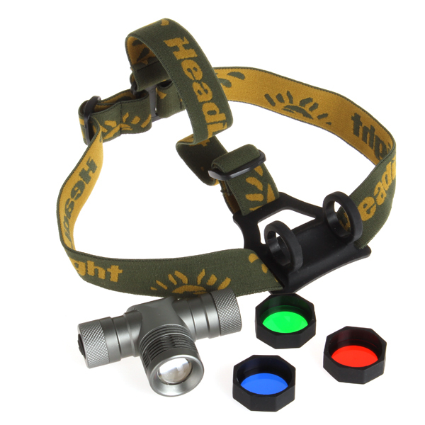 300 lumens zoomable cree q5 led headlamp headlight zoom led head light lamp + battery + charger + green / red / blue diffuser