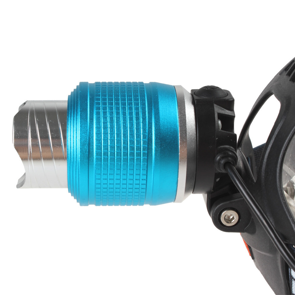 blue 1200lm cree xml t6 led zoomable headlamp headlight waterproof 3 modes zoom led head lamp light with power adapter