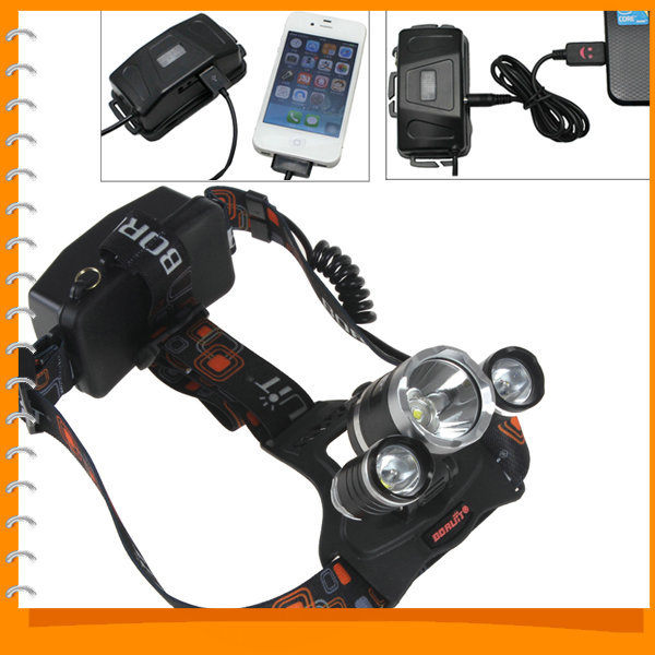boruit 2100lm 3x cree xm-l2 u2-1a led headlamp headlight adjustable head light lamp support 3 charging way & power for cellphone boruit 2100lm 3x cree xm-l2 u2-1a led headlamp headlight adjustable head light lamp support 3 charging way & power for cellphone
