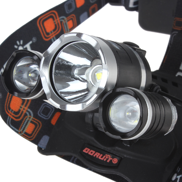 boruit 2100lm 3x cree xm-l2 u2-1a led headlamp headlight adjustable head light lamp support 3 charging way & power for cellphone