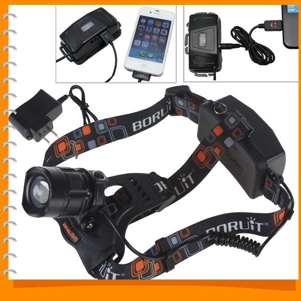boruit rotary focusing 1200lm cree xm-l2 led headlamp headlight head light lamp support power from dc usb & charge for phone boruit rotary focusing 1200lm cree xm-l2 led headlamp headlight head light lamp support power from dc usb & charge for phone